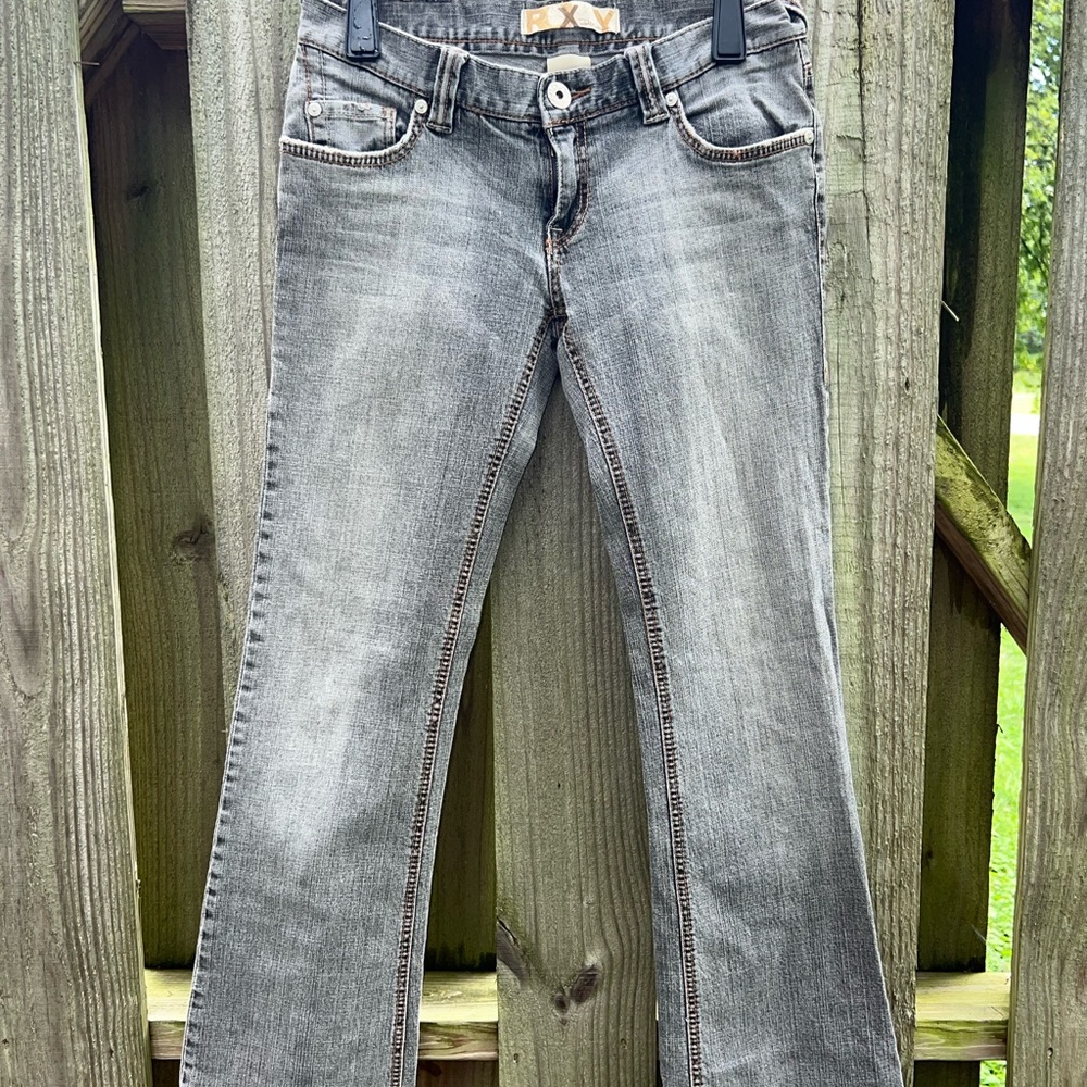 ROXY sunset beach flare fit gray denim jeans